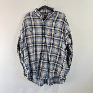 Vintage Y2K Abercrombie & Fitch Big Shirts Mens XL Flannel Plaid Button Blue